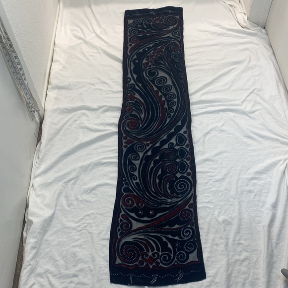 Vintage Scarf Stunning Women’s Velvet & Sheer Beaded Scarf - Picture 2 of 7